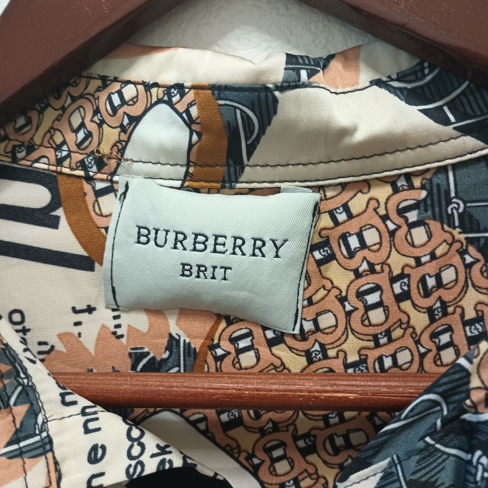 Burberry Men’s Long-Sleeve Printed Shirt — Black, Cream & Tan - Picture 2 of 5